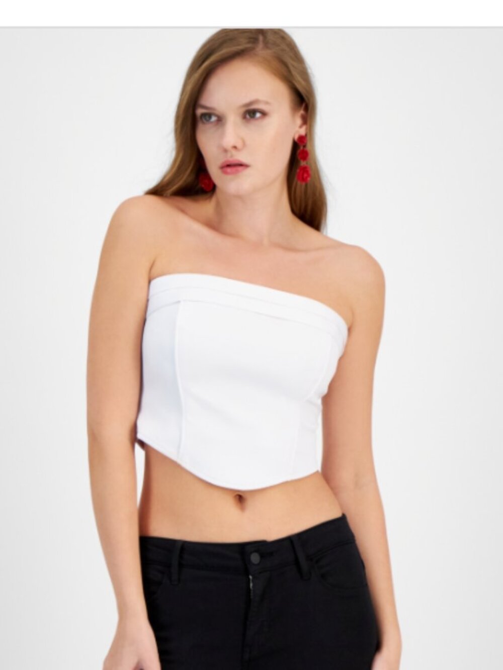 Guess Women's Kateen Sleeveless Corset Top (DIRTY) White Size L  10076